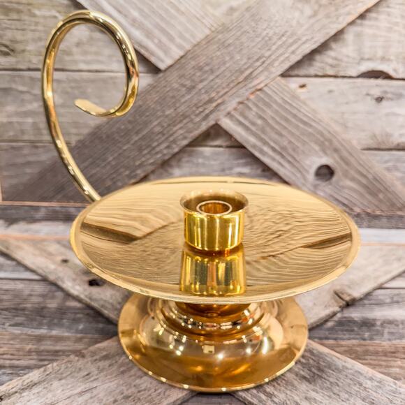 1960s Gorgeous Vintage Baldwin Large Brass Scroll Candlestick Holder-Made in USA - Picture 2 of 10